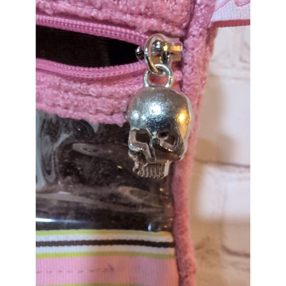 Goldie Bags Pink Terry Cloth Mini Tote Makeup Organizer Skull Zipper NWT Y2K - Picture 9 of 13